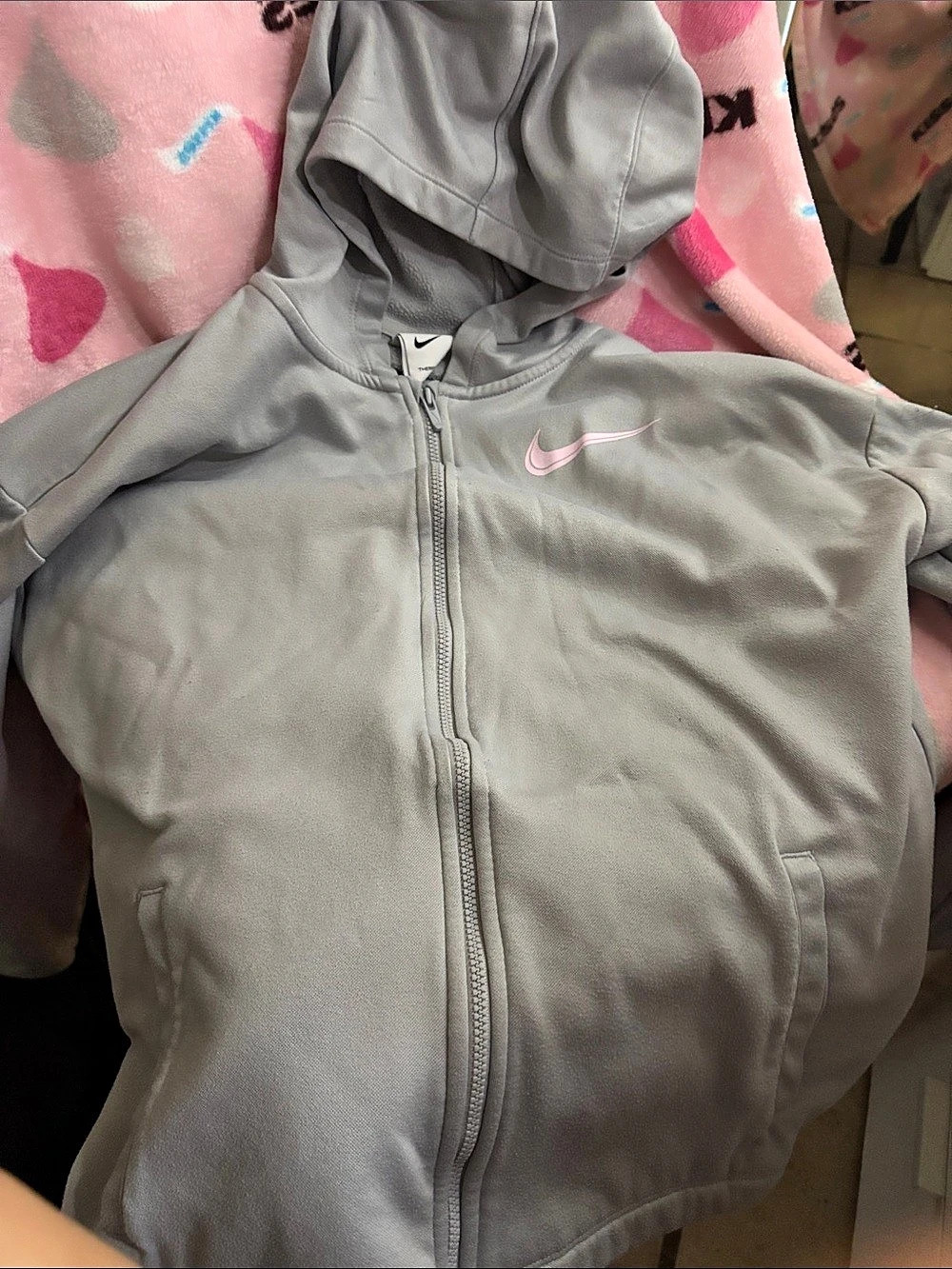 Nike Kids Gray & Pink Hooded Jacket